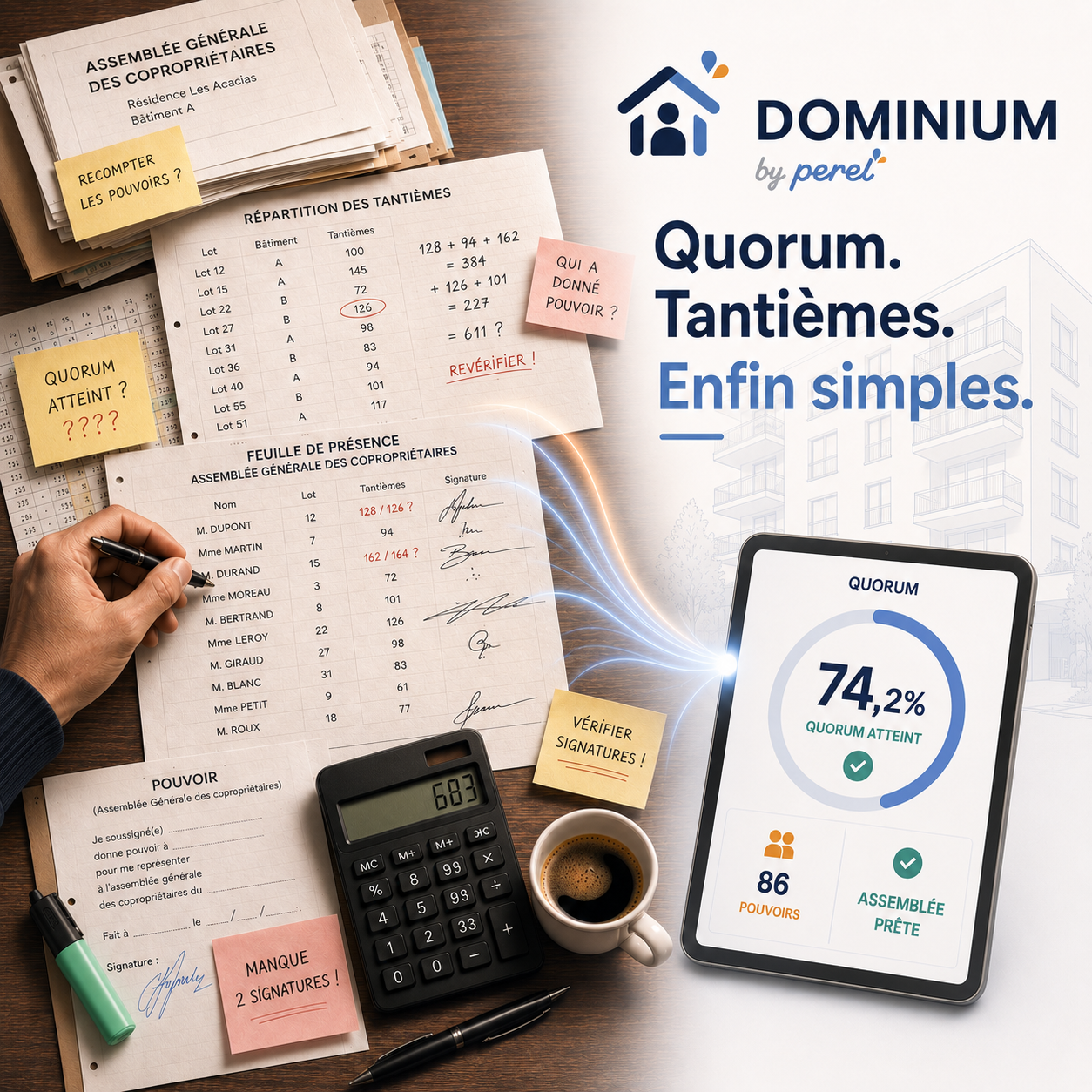DOMINIUM – Greffez vos assemblées générales de copropriété en toute simplicité.