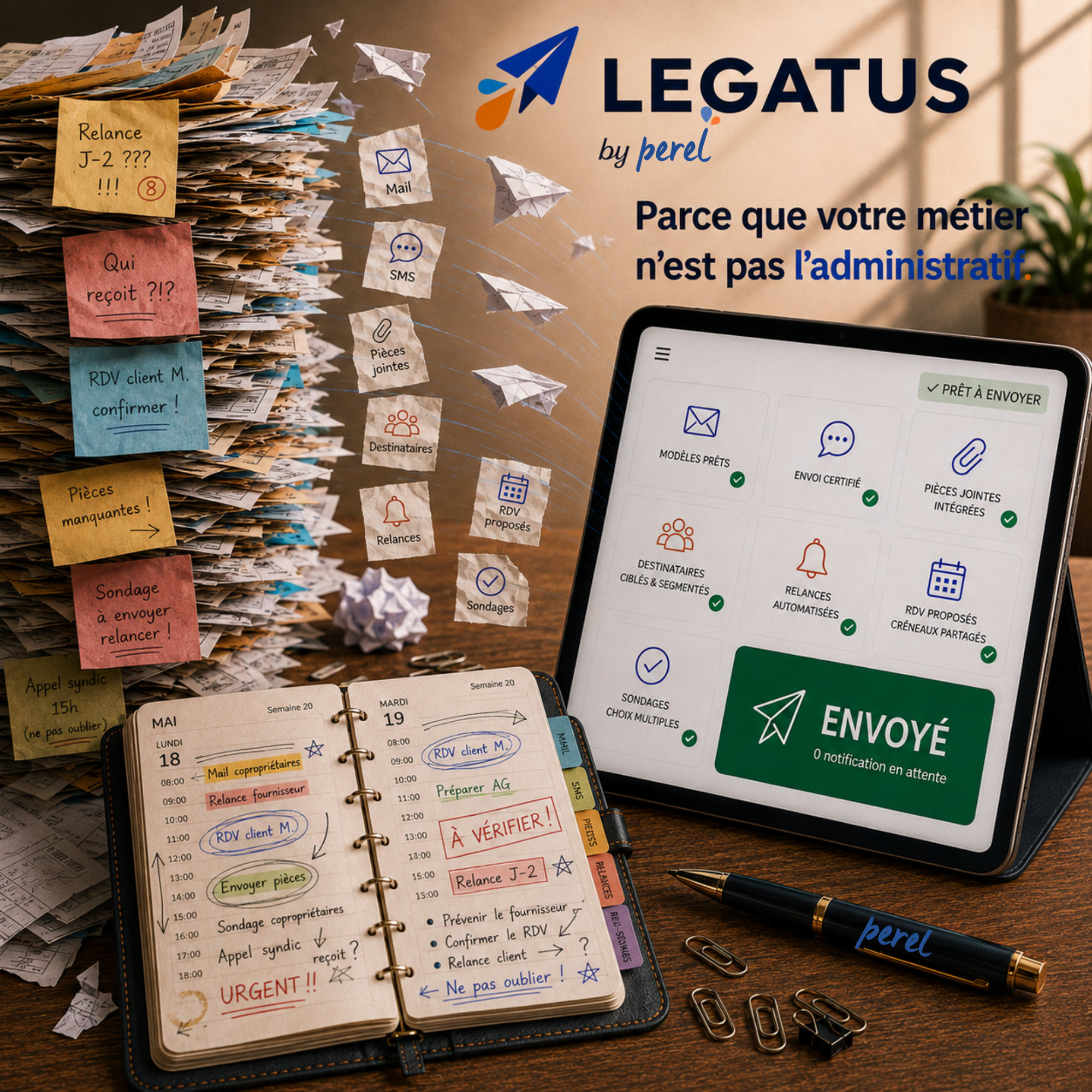 LEGATUS – L’outil central pour vos communications. Simple. Puissant. Intégré.