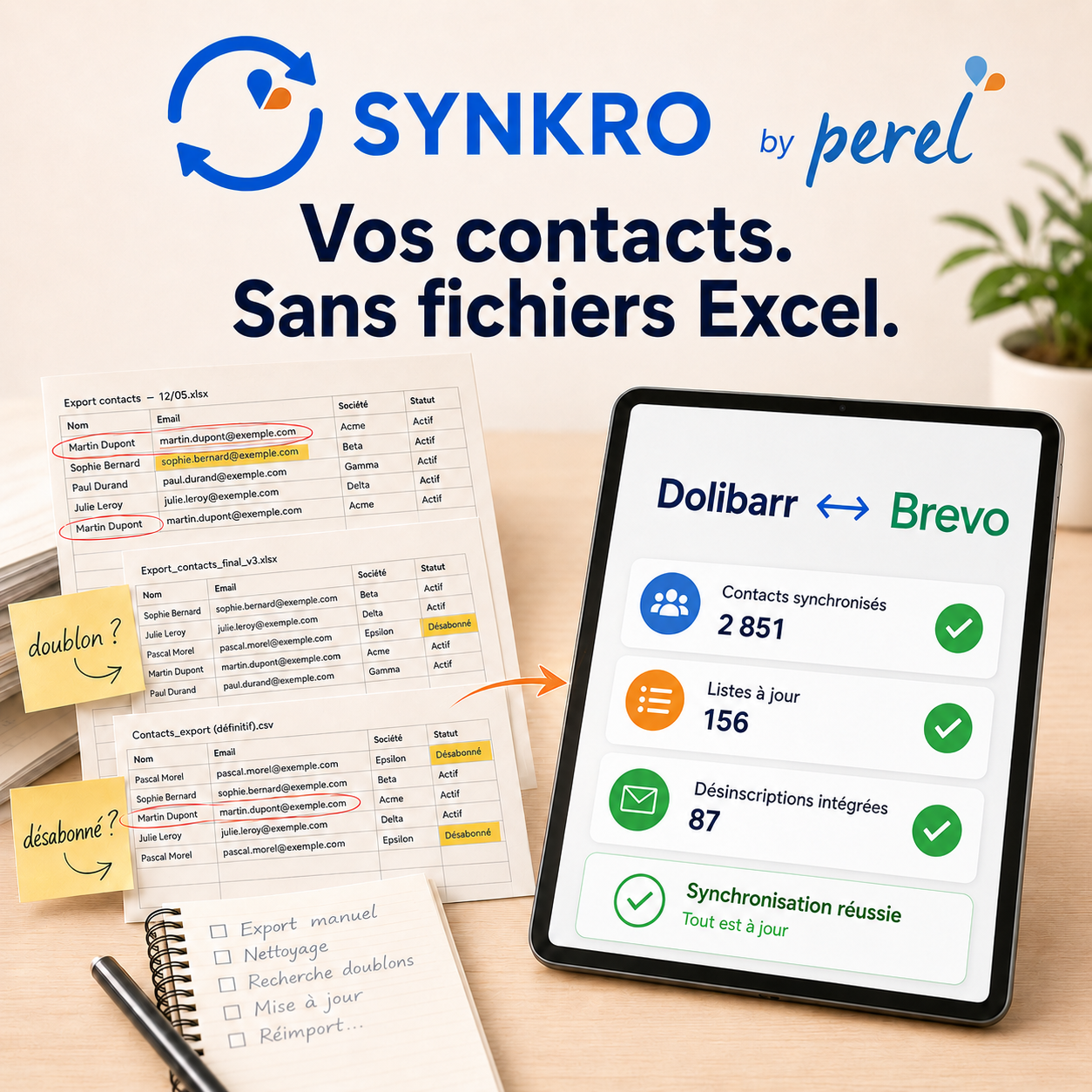 SYNKRO – Vos contacts. Sans fichiers Excel.